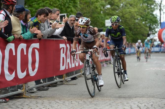 Domenico Pozzovivo sets the pace with Nairo Quintana behind him