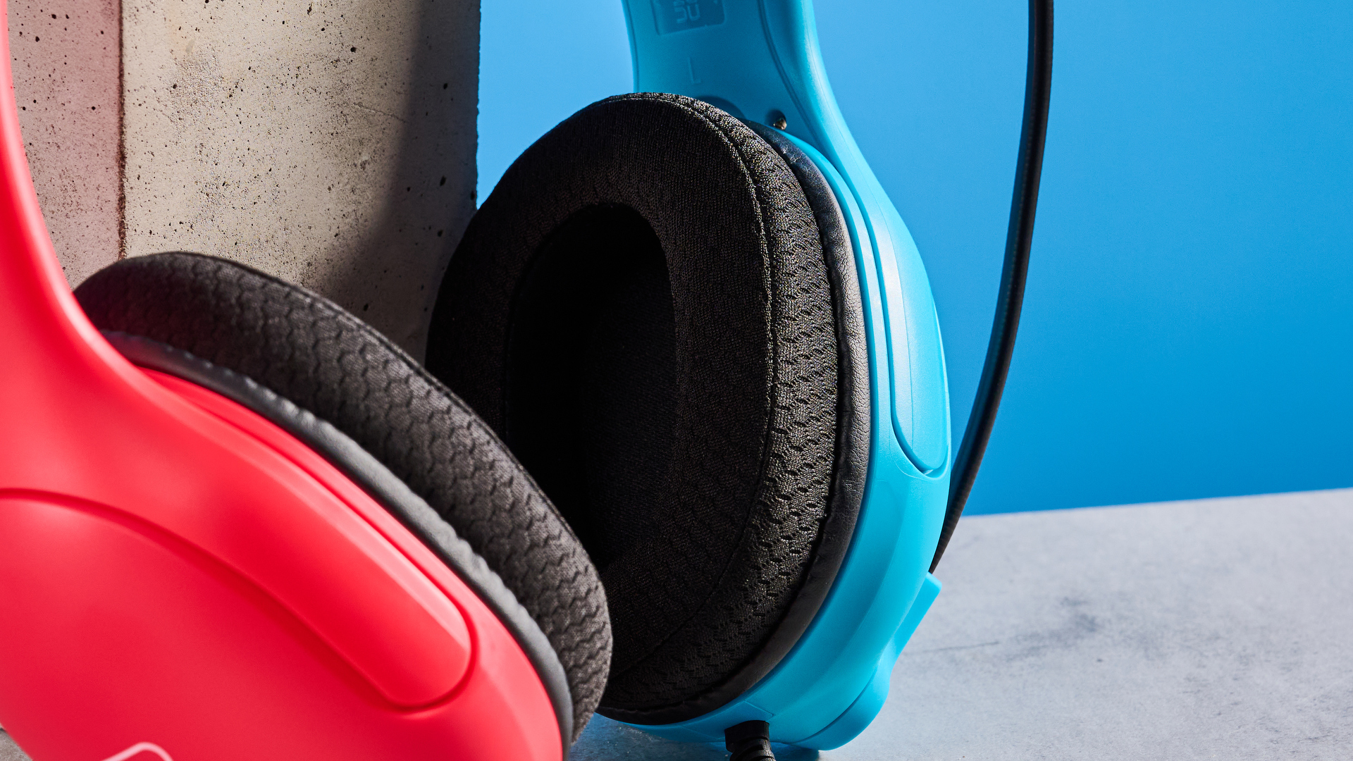A blue and red Turtle Beach Airlite Fit wired gaming headset for the Nintendo Switch