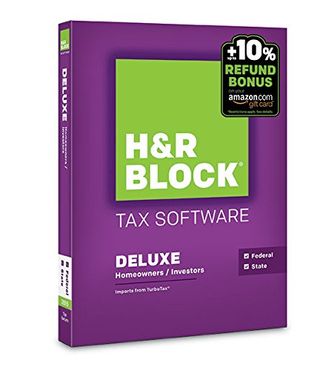 H&R Block 2015 Deluxe + State Tax Software + Refund Bonus Offer - PC/Mac Disc [Old Version]