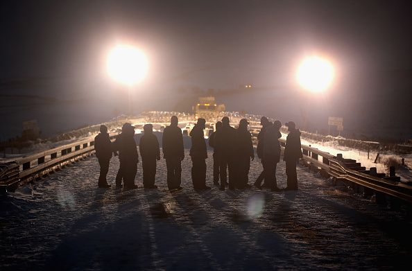 Military veterans protest the Dakota Access Pipeline.