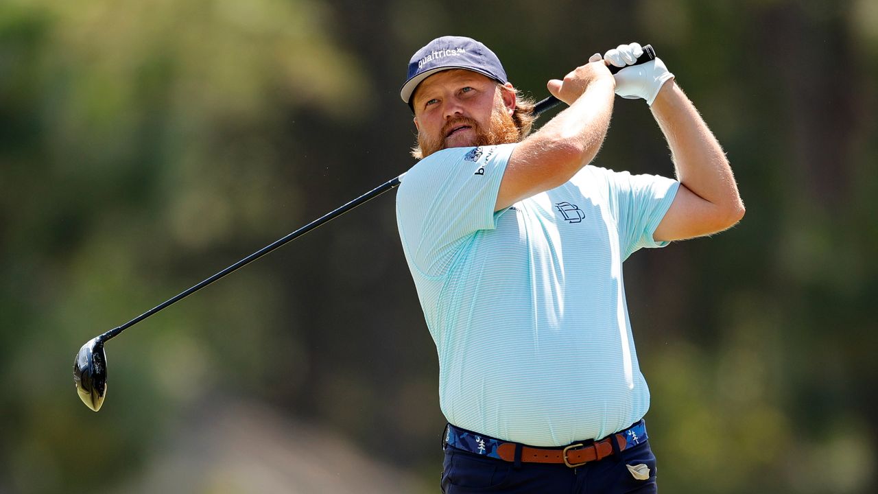 Zac Blair of the United States hits a tee shot on the fourth hole during the third round of the 124th U.S. Open at Pinehurst Resort on June 15, 2024 in Pinehurst, North Carolina.