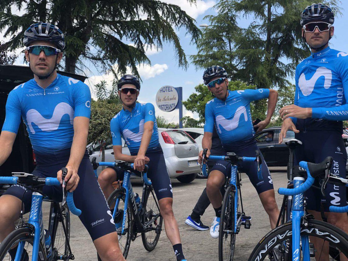 The Movistar riders ready to ride