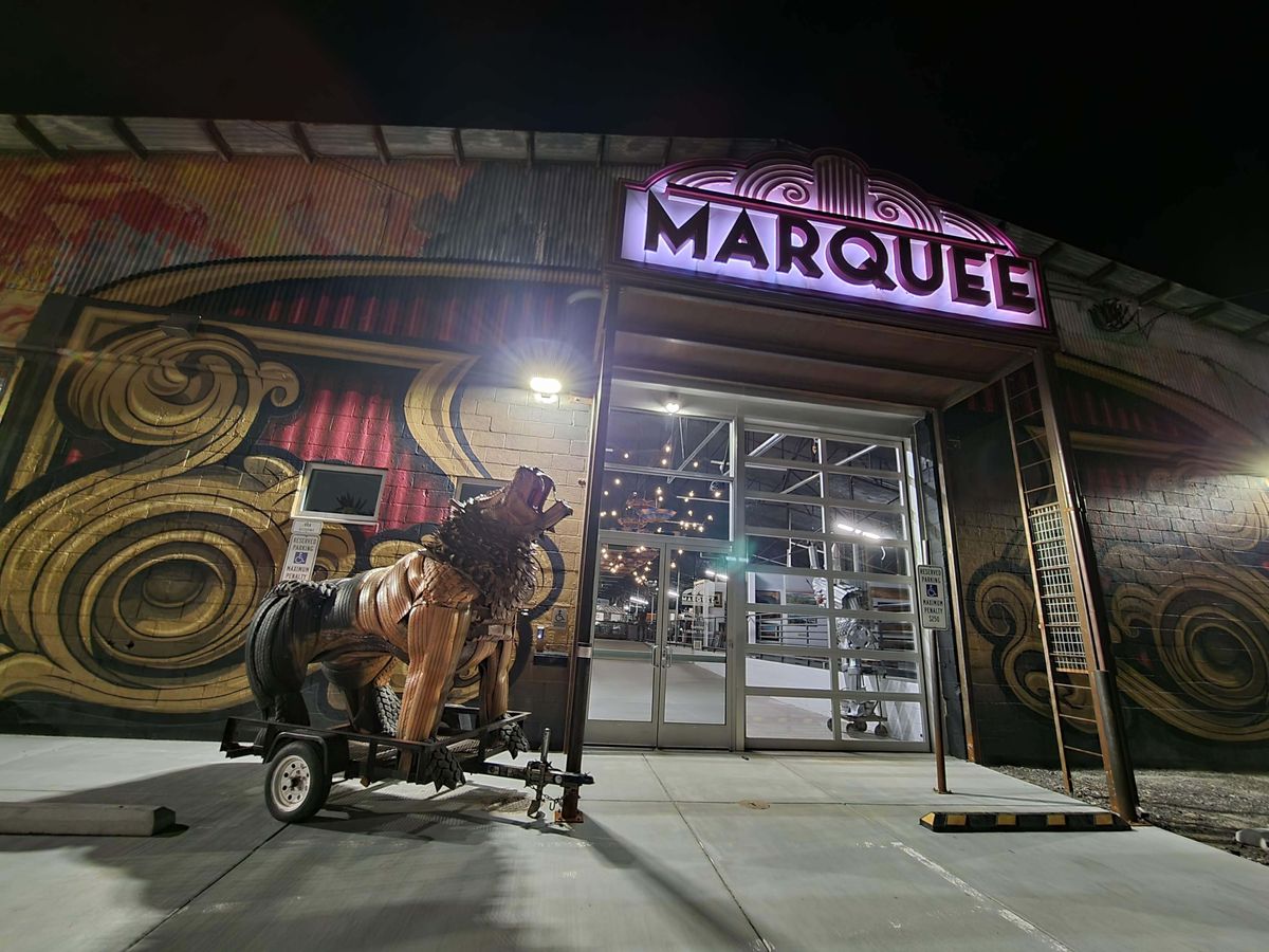 Nighttime image of a storefront