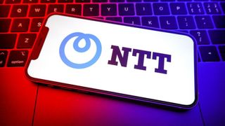 The NTT logo on a smartphone