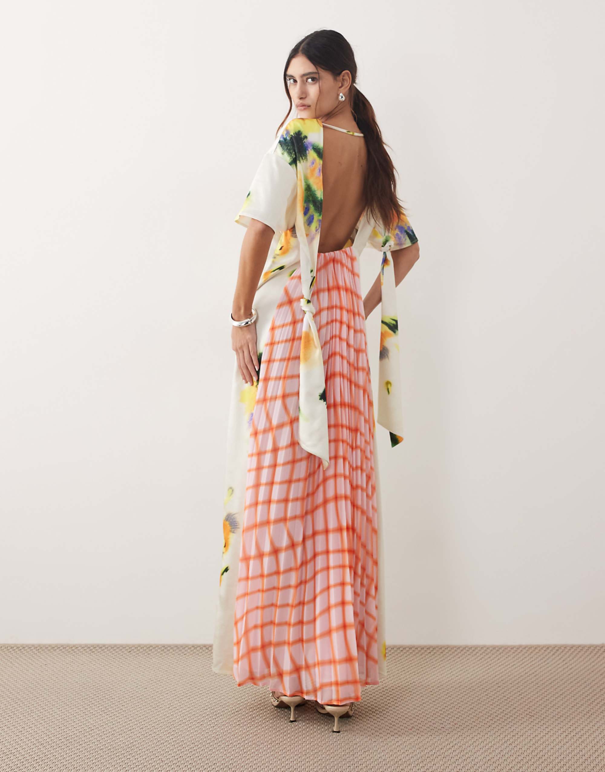 Arrange T-Shirt Maxi Dress With Low Back in Mixed Print