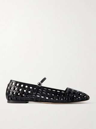 Uma Caged Cut-Out Patent-Leather Mary Jane Ballet Flats