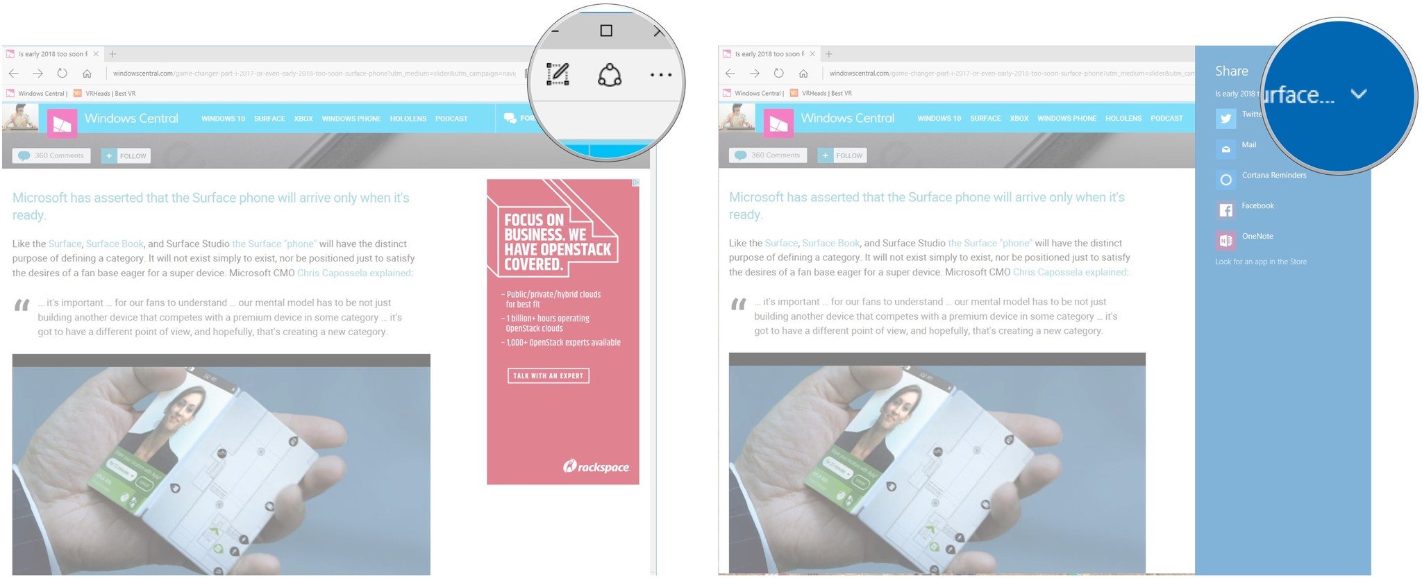 Click the Share button. Click the dropdown arrow.