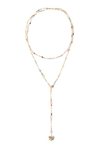 Roxanne Assoulin Rainbow Pearl Double Wrap Necklace on white background