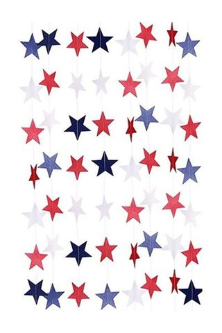TecUnite 8 Strands Patriotic Star Streamers Banner Garland cut out