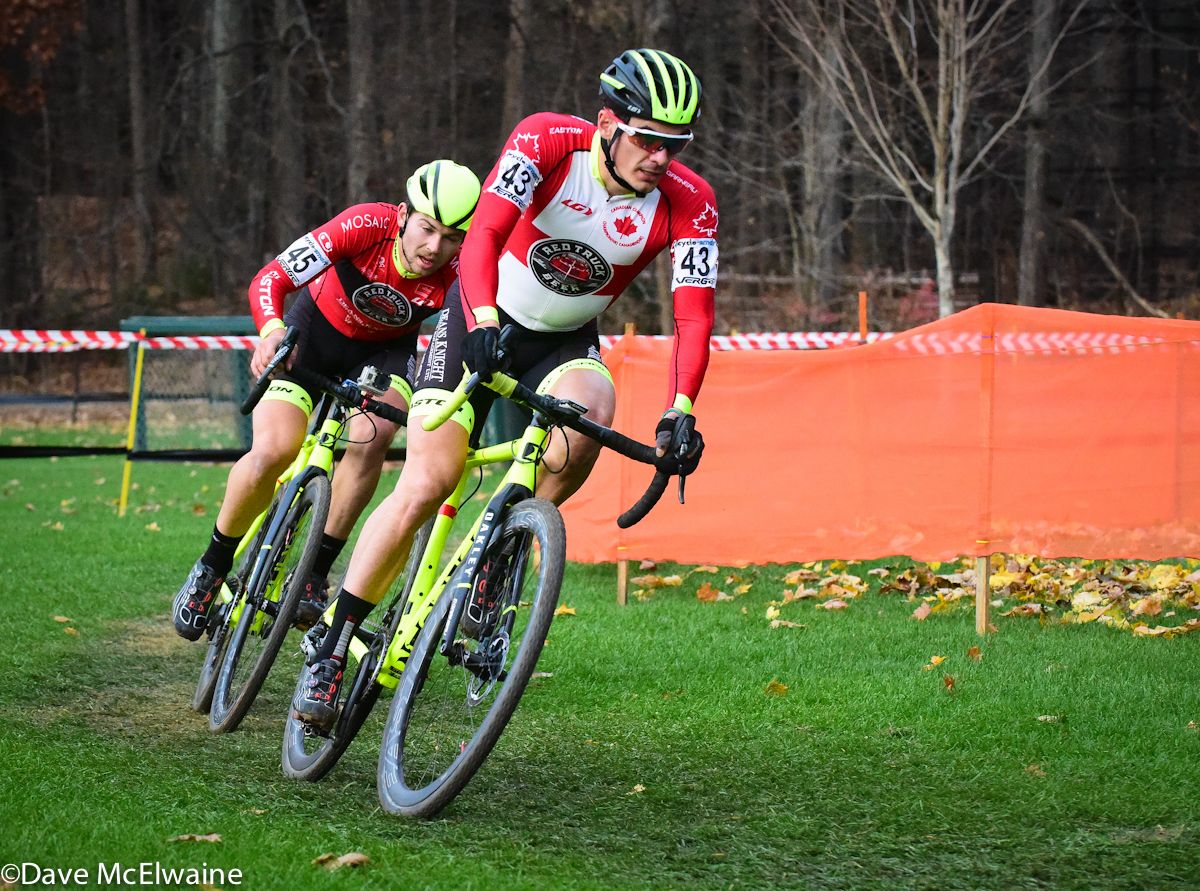 Raphael Gagne (Red Truck) and Michael Van Den Ham approach the barriers with less than two laps remaining.