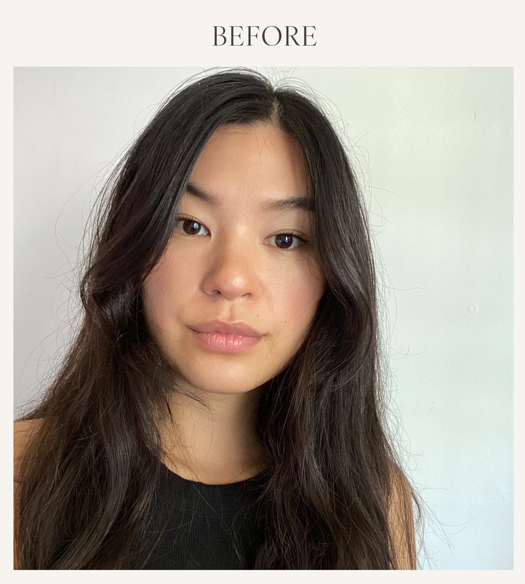 Before photo of Natalia Sztyk testing the Buxom lip plumper