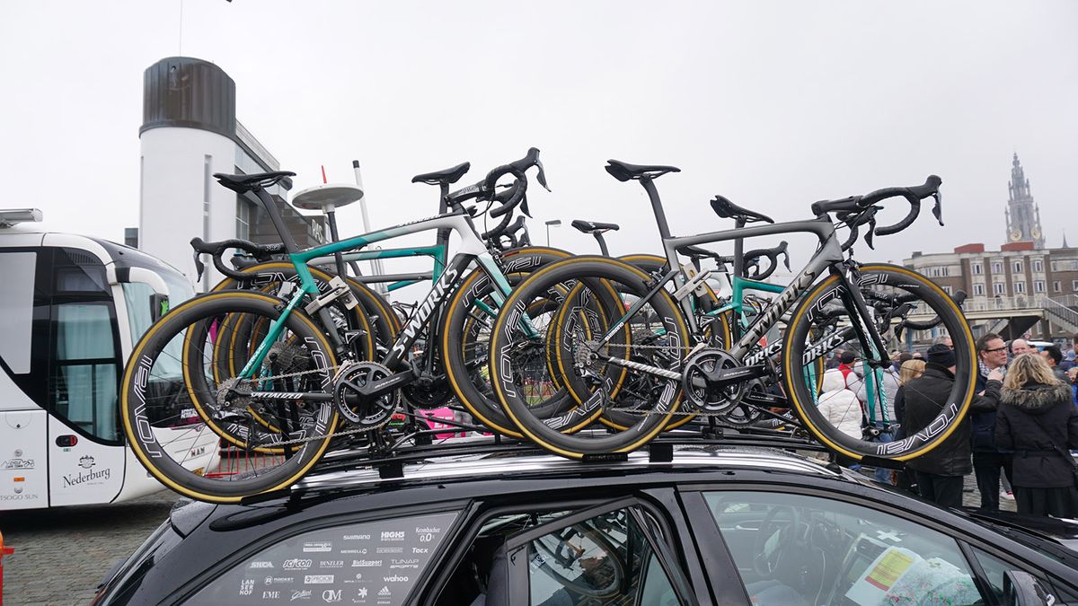 Peter Sagan raced aboard an S-Works Tarmac SL6 in the new Sagan Collection colours while his spare bike was in the Sagan Superstar finish