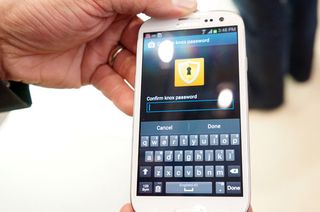 The Samsung Knox login screen on a Galaxy S4 smartphone. Credit: Laptop Magazine.