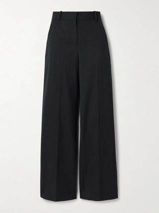 Anya Pinstriped Wool Wide-Leg Pants