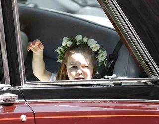 princess charlotte waving wedding car