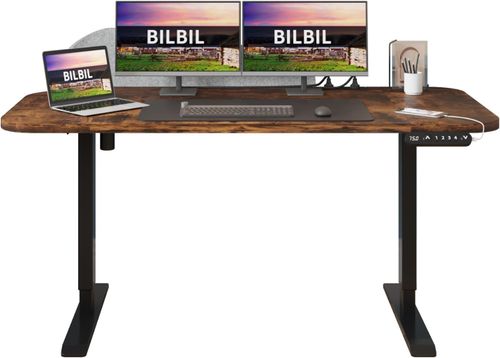 63-inch standing desk with power strip & privacy screen