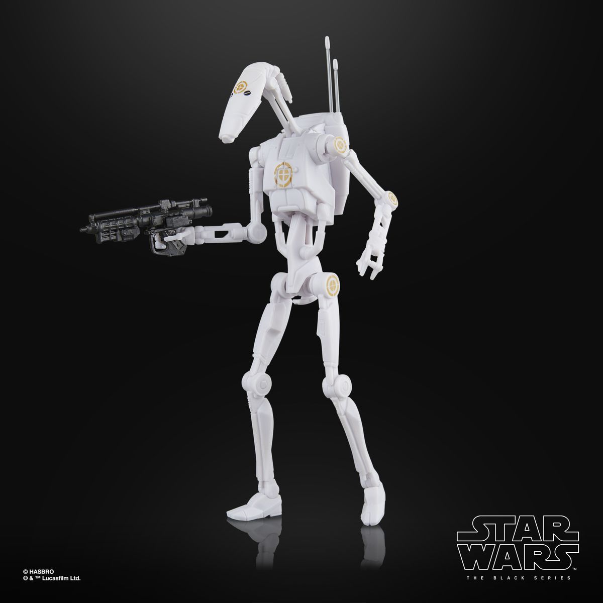 Black Series Clone Commando and B1 Battle Droid action figures against a black background