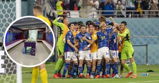 Japan celebrates a goal during a FIFA World Cup Qatar 2022 Group E match between Japan and Germany at Khalifa International Stadium on November 23, 2022 in Doha, Qatar.