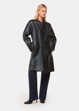 Black Gemma Bonded Leather Coat