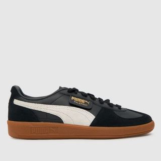 Puma Palermo Leather Trainers in Black & White