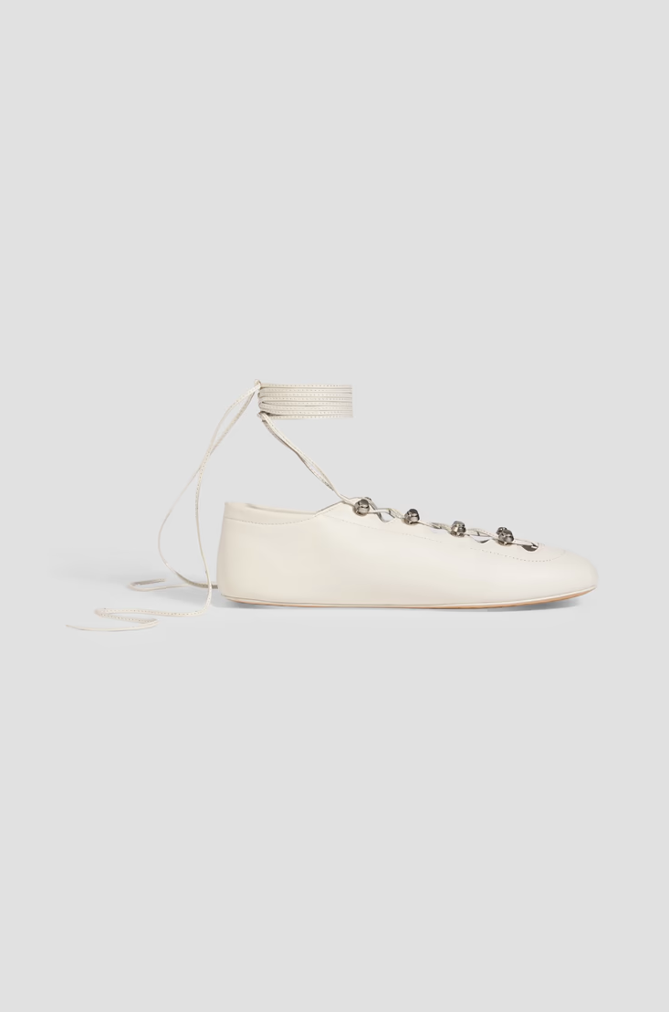 ALEXANDER WANG, Vyolette Lace-Up Leather Ballet Flats