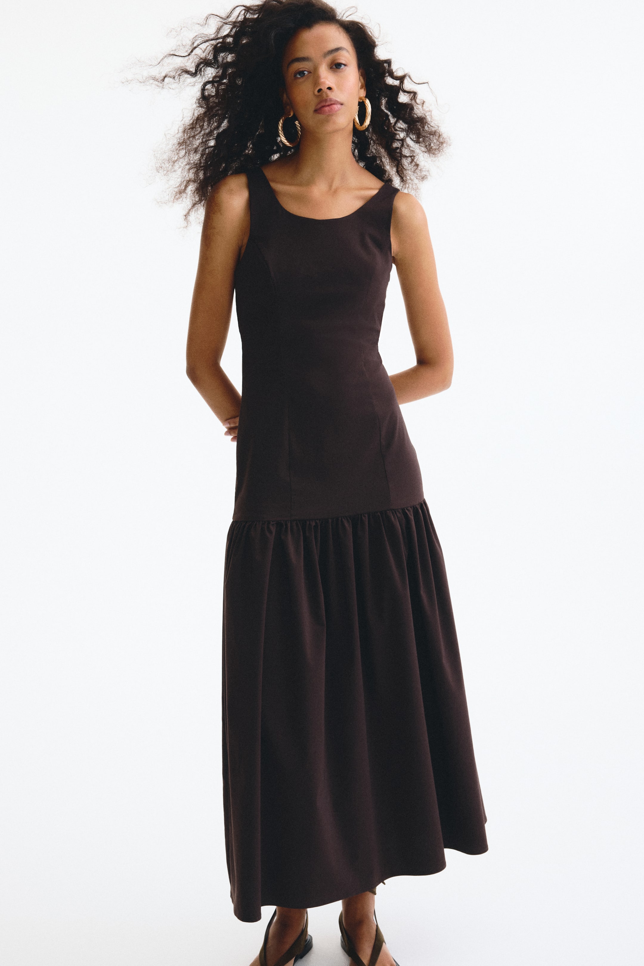 Flared-Skirt Low-Back Dress
