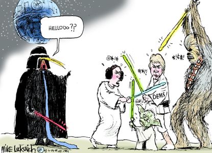 Political Cartoon U.S. Trump Democrats Star Wars Infighting