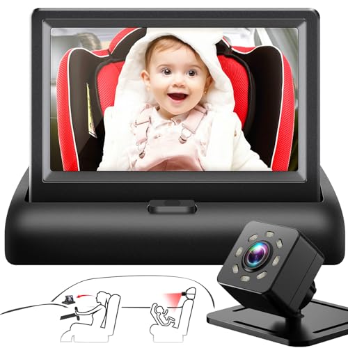 Baby Car Mirror With 4.3'' Hd Night Vision Function Display, Safety Car Seat Camera With Wide Crystal Clear View, Easily Observe the Baby’s Move(not Usb)