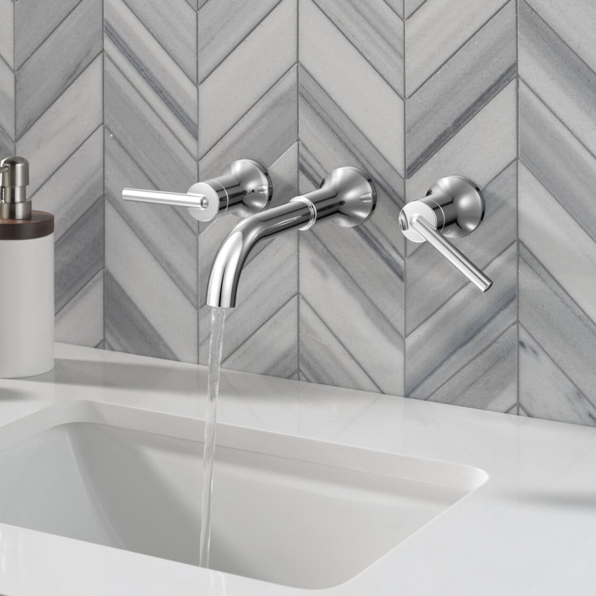 Two Handle Wall Mount Bathroom Faucet 