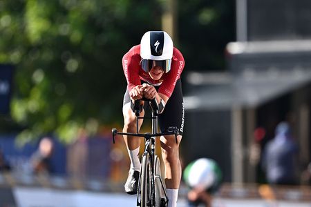 Julius L&oslash;vstrup Birkedal (Denmark) finishes third at the 2025 European time trial championships in Etoile-sur-Rhone, France. (Photo by Billy Ceusters/Getty Images)