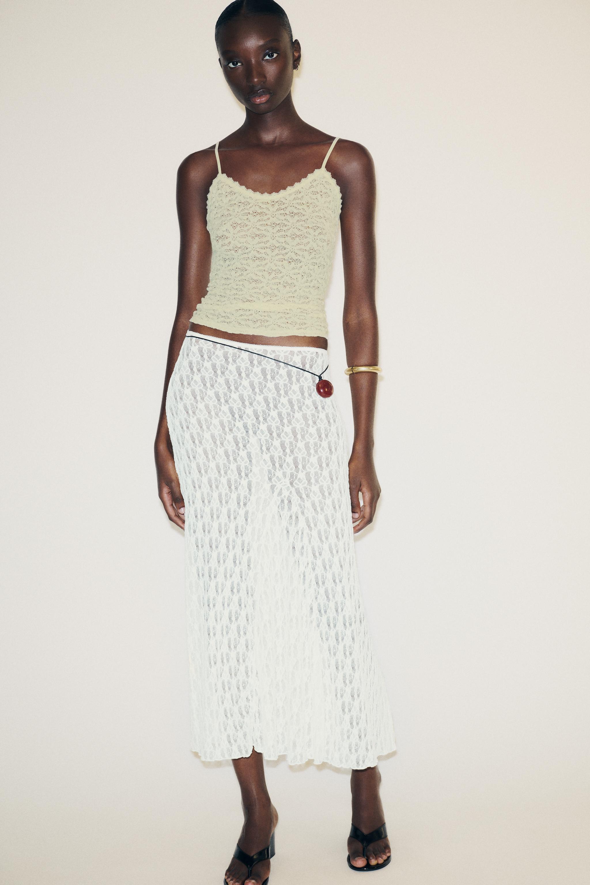 A-Line Long Lace Skirt