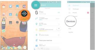 Launch Fitbit app, tap menu, tap devices