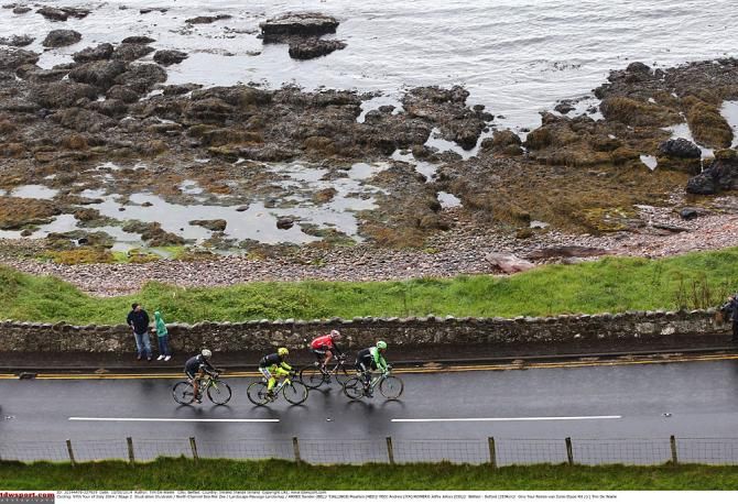 It was a scenic stage, but the riders only saw water falling from the sky