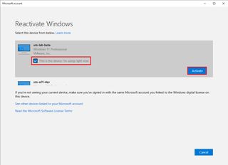 Windows 10 reactivate option