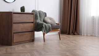 Brown wood floor in living room