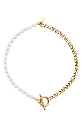 Angel Freshwater Pearl 
Curb Chain Anklet, 4mm