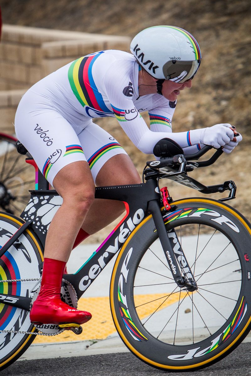 Lisa Brennauer (Velocio-SRAM) showed off her world champion colours today