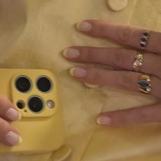 A butter yellow French tip manicure