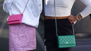 Street style Chanel wallet on a chain bags