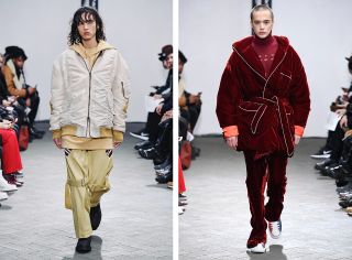 Menswear classics; roomy bombers, military parkas and technical ski jackets were merged and worn layered.