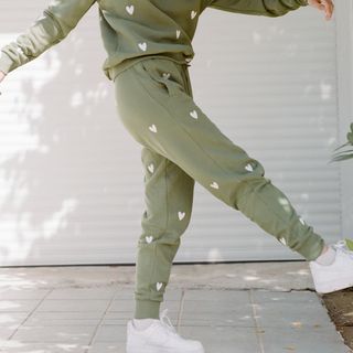 Olive and Frank Heart Embroidered Joggers
