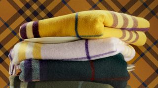 burberry scarves folded in a pile