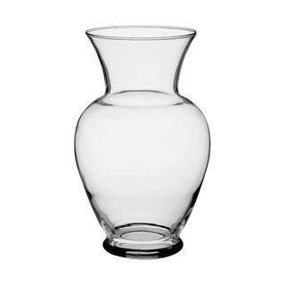 Clear flower vase on white background