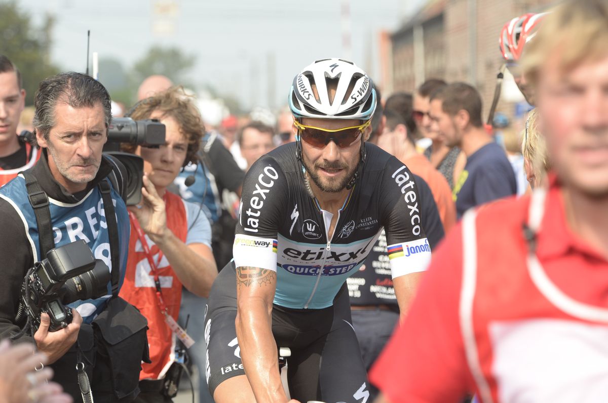 Boonen after crossing the line