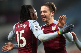Bertrand Traore, left, combined with Jack Grealish for Villa's second goal