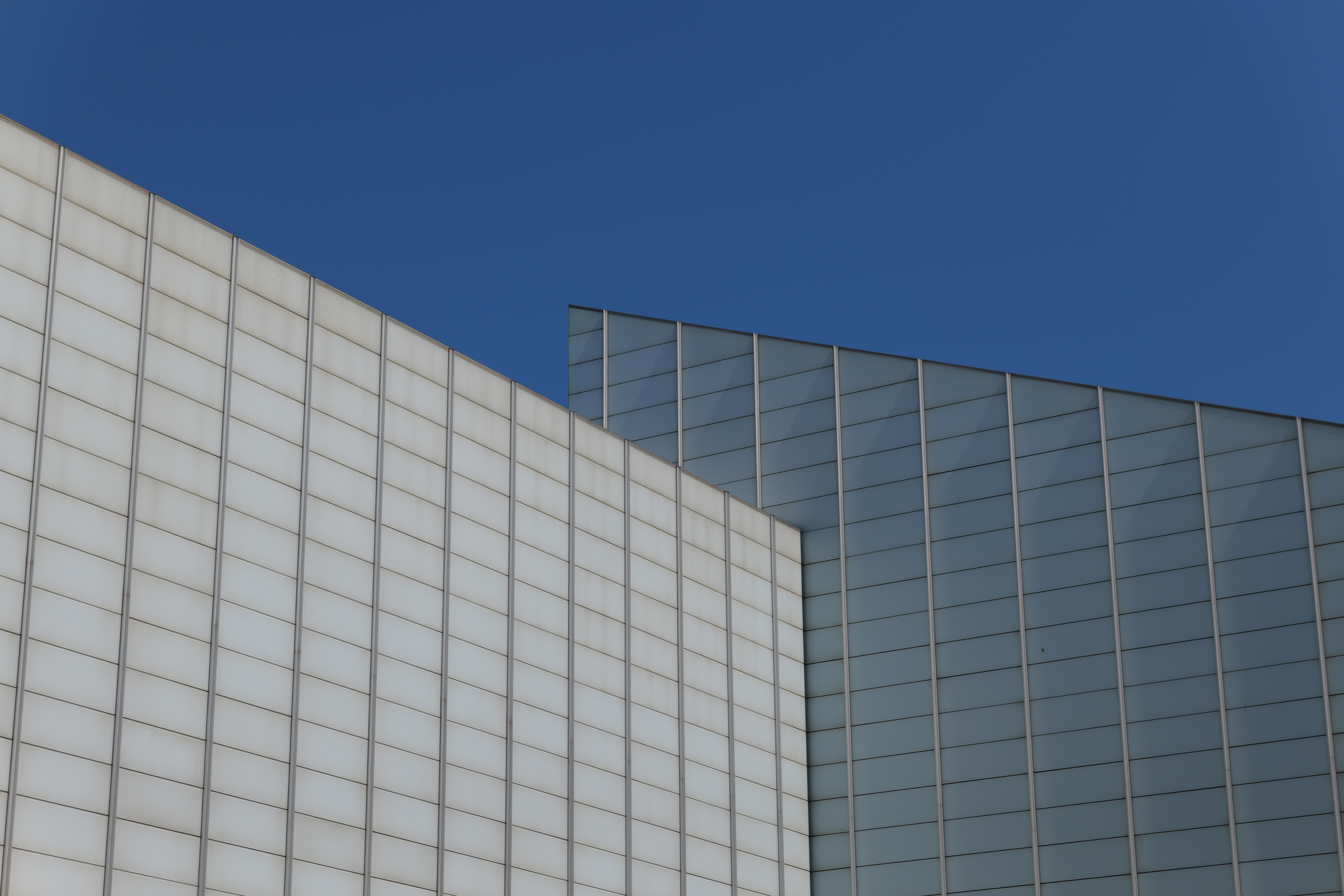 A building in front of a blue sky