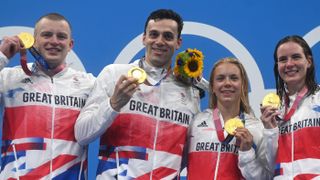 Adam Peaty, James Guy, Anna Hopkin and Kathleen Dawson mixed 4x100m medley relay swimming