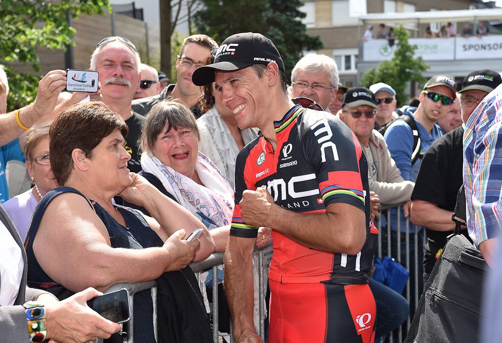 Philippe Gilbert greets his fans at the Tour de Luxembourg
