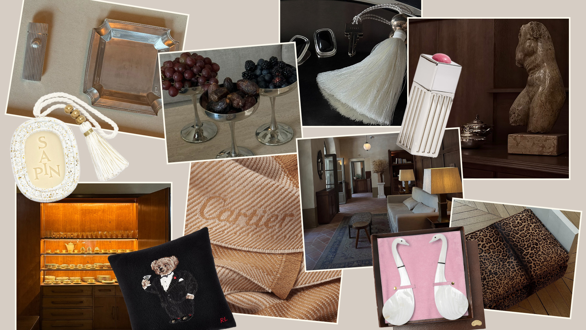 A collage of home images and home-inspired holiday gifts.