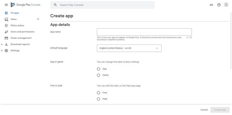 Google Play Developers Console